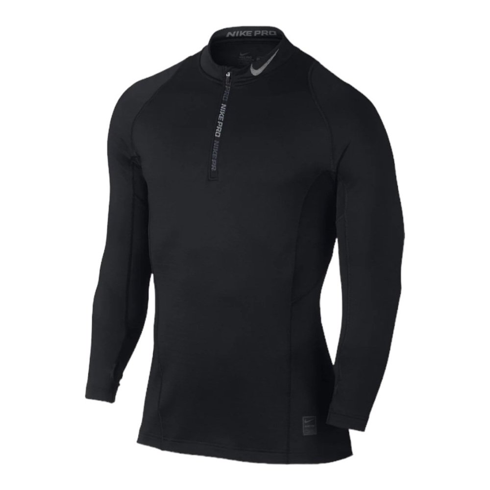 Men Nike Pro Hyperwarm Mock-Neck Shirt Size Large Black
